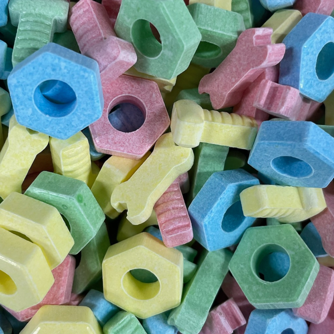 Bulk Lollies 4D Nuts and Bolts- Construction themed lollies 1kg