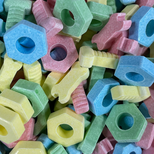 Bulk Lollies 4D Nuts and Bolts- Construction themed lollies 1kg