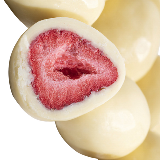 Freeze Dried strawberries Coated in White Chocolate Australia