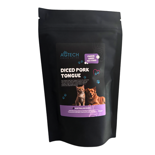 Freeze-Dried Diced Pork Tongue – 50g Premium, Nutrient-Rich Treats for Dogs & Cats