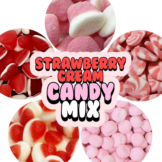 Strawberry and Cream Candy Mix – 500g or 1kg of Creamy Strawberry Mixed Lollies, Ideal for Gifts & Parties